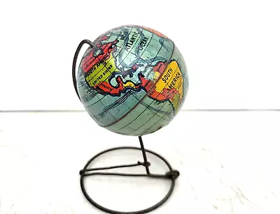 $95 • Buy Antique Miniature World Globe Tin Toy On Wire Stand C1900
