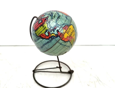 $95 • Buy Antique Miniature World Globe Tin Toy On Wire Stand C1900