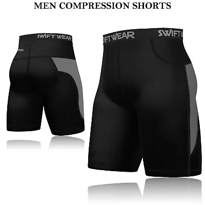 Mens Compression Boxer Shorts Base Layers Sports Briefs Skin Fit Gym Pants YOGA • £6.49