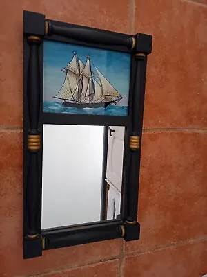 Vintage Nautical Mirror With Reverve Painting Of A Ship Signed BMT '79 • £24.50