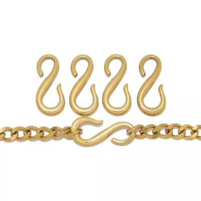 10pcs Gold Tone Stainless Steel S Shape Hooks Diy Necklace Making Clasps 29mm • $10.90