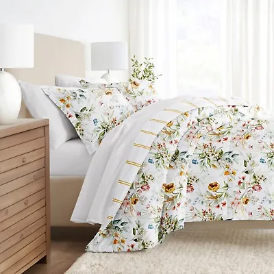 Kaycie Gray Floral Patterned Reversible Comforter Set • $35.69