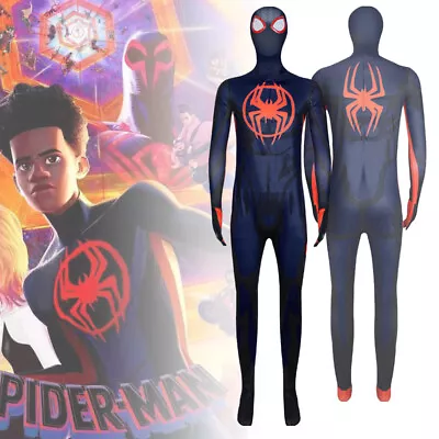 Adult Mens Spider-Man Into The Spider-Verse Miles Morales Cosplay Costume New • £20.89