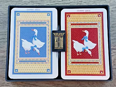 VTG KEM Plastic Playing Cards - Country Geese Red + Blue - MINT • £59.84