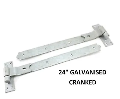 24  GALVANISED Cranked Hook And Band Gate Hinges Heavy Duty SINGLE OR PAIRS D1 • £37.55