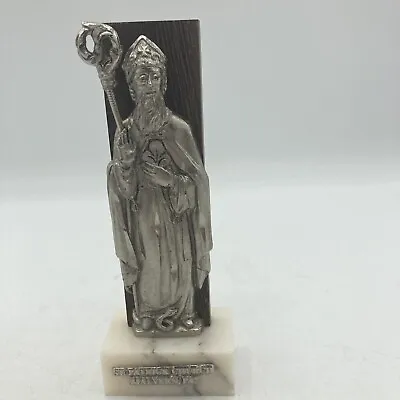 VTG‼ St. Patrick Pewter Metal Statue On Marble Base For St. Patrick Church • $39.99