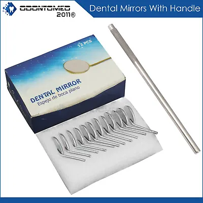 Dental Premium 12 X Mouth Mirror Heads Simple Stem #5 Plain + Free Handle • $8.90