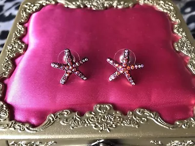 Betsey Johnson And The Sea Crystal AB Red Orange Starfish Star Stud Earrings • $24.99