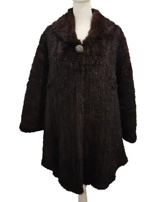 MAXIMILIAN Brown Knitted And Regular Fur Mink Cape/Poncho- New With Tags - $2995 • $649.99