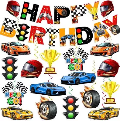 Race Car Party Decorations Race Car Birthday Party Decorations Includes Happ • $19.48