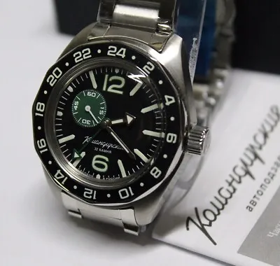 NEW Vostok Amphibia GMT 03001B Russian Watch Automatic Black Dial (20 ATM) • $159.90