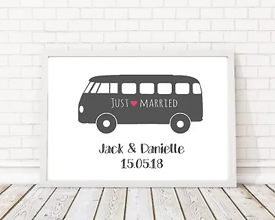 Camper Van Personalised Wedding Gift Keepsake Print Poster A4 PO39 • £3.99