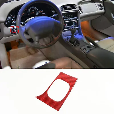 Red Carbon Fiber Headlight Switch Button Panel Cover For Corvette C5 98-04 • $8.99