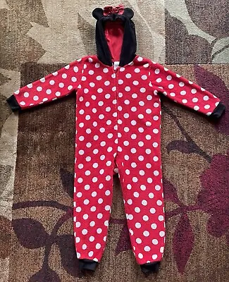 Disney Girls Minnie Mouse Hooded Pajamas Piece Costume Size 7/8 (128 Cm) • $10