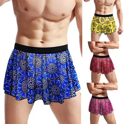 US Mens Skirt Mini Underwear Hollow Out Underskirts Sheer Lingerie Pleated Sissy • $14.87