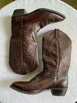 DAN POST Men's Genuine Leather Cordovan Cognac Western Boots SZ 10 D • $84.96