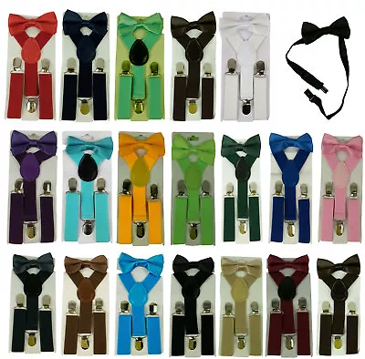 $6.99 • Buy  Kids Suspender & Bow Tie Sets For Boys Girls Children Elastic & Adjustable  