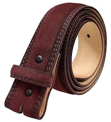 Suede Material Genuine Real Leather Belt Strap 1-3/8  (35mm) Wide Stitched Edge • $21.95