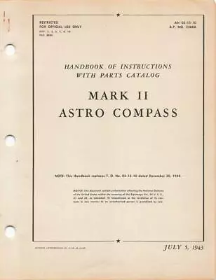 1943 Aaf W.w. Boes Mark Ii Astro Compass Flight Manual Aircraft Handbook-cd • $16.50