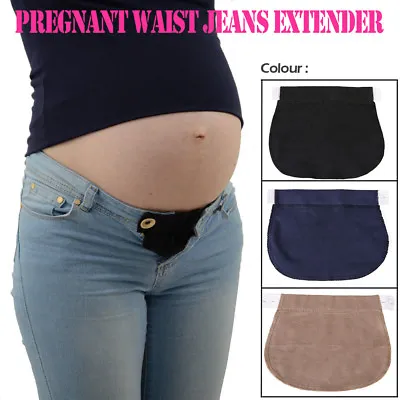 Women Maternity Pregnant Waistband Belt ADJUSTABLE Elastic Waist Extender Pants • £4.28