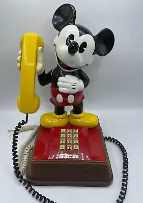 Disney Mickey Mouse Figure Phone Vintage 1976 Push Button Landline Telephone • $39.99