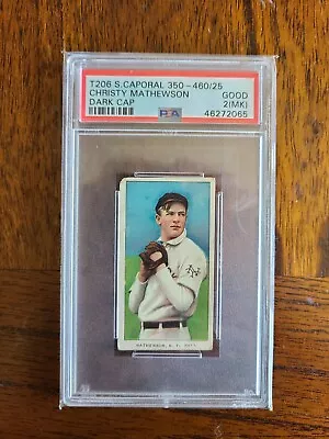 19011 T206 Christy Mathewson Dark Cap PSA 2 Mk INSANE Eye Appeal & No Mark? HOF • $2000