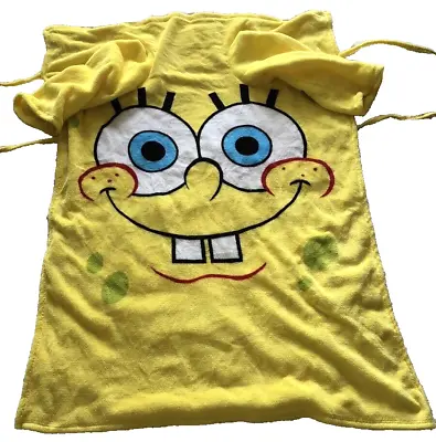 VINTAGE Sponge Bob SNUGGLE BLANKET Nickelodeon Kids-Strings On Back-Yellow-Rare • $19.95