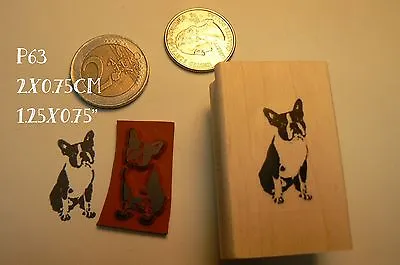 P63   Miniature Boston Terrier Dog Rubber Stamp  • $6.75