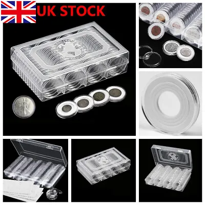 60-600pcs 40mm Clear Plastic Coin Capsules Coin Case Holder Storage Container UK • £8.99