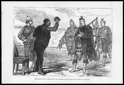 1879 - Antique Print ZULU WAR Cetewayo Ex King Highland Bagpipes Kilt  (08) • £11