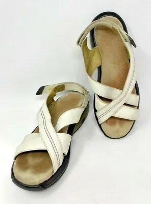 MBT Habari Birch Rocker Womens White Leather Comfort Shoes Sandals 10US 41EU • $14.53