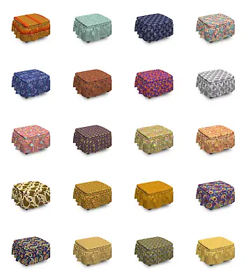 Ambesonne Paisley Ottoman Cover 2 Piece Slipcover Set And Ruffle Skirt • $49.99