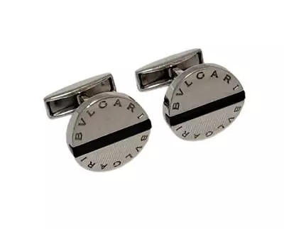 Authentic Bvlgari Cufflinks Round Onyx SV925 Silver Men From Japan Accessories • $399.08