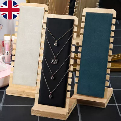 Bamboo Wood Necklace Display Stand Jewellery Board Holder Tabletop Freestanding • £6.60