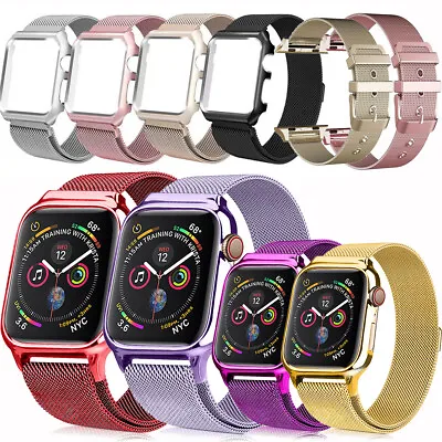 $19.06 • Buy For IWatch Series SE 6 5432 Stainless Steel Band Milanese Loop Straps+Metal Case
