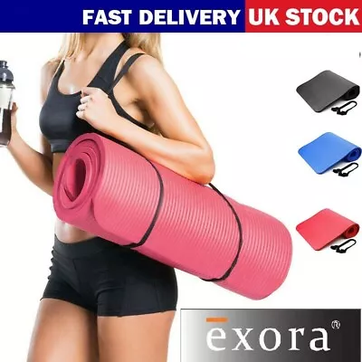 61x 185cm Yoga Mat 12mm Thick Gym Exercise Fitness Pilates Workout Mat Non Slip • £9.99