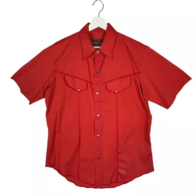 Marlboro Classics Shirt Mens XL Vintage Western Red Orange Snap Buttons Cowboy • $39.15