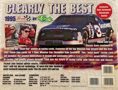 1995 NASCAR Finish Line By Classic Clear Display Sign RARE Racing Memorabilia • $9.99