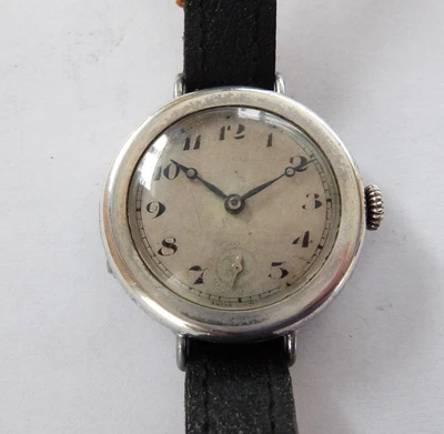 £10 • Buy 1917 Solid Silver Cased Rotary 10 Jewels Swiss Lever Wrist Watch Working