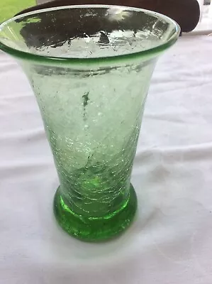 Uranium Crackle Glass Vase 1930’s • £30