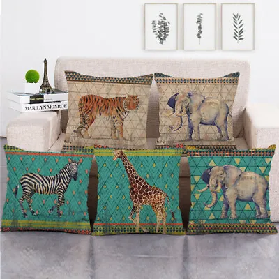 £4.06 • Buy 18  African Animals Giraffe Elephant Zebra Tiger Pillow Case Sofa Cushion Covers