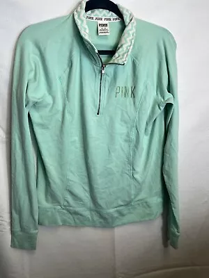 Victoria's Secret PINK Pullover Sweater Woman's Medium Active Green  Half Zip • $14.99