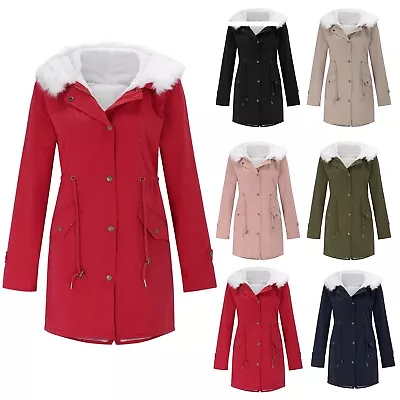 Women's Warm Hooded Thick Padded Outerwear Big Collar Jackets Thin Fleece Jacket • $57.50