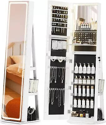 Jewelry Storage Cabinet Standing With Full Mirror And Lights Jewelry Armoire • $229.99