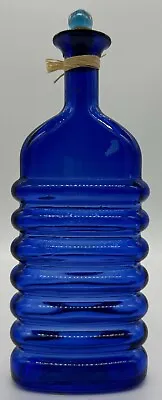 8” Thin Vintage Cobalt Blue Glass Window Sill Bottle Vase Primitive • $29.99