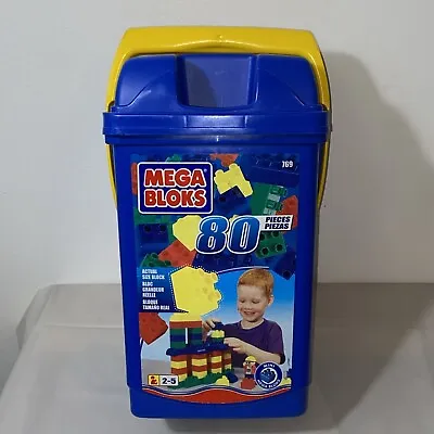 MEGA BLOKS 80 Piece Building Set Plus Tub For 2-5 Yr Olds Complete Preowned • $17
