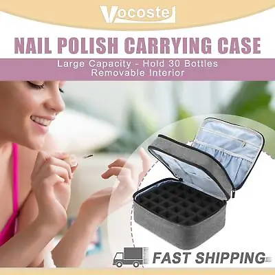 Nail Polish Storage Bag Carry Case 30 Bottle Double-layer Nail Organizer Gray • $15.86