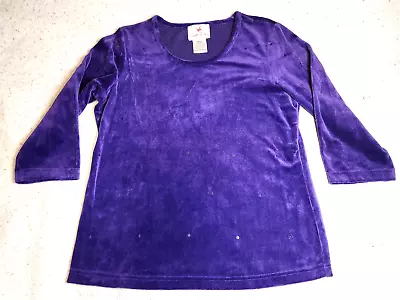 Quacker Factory Womens Top Sz S Purple Sequin Scoop Neck 3/4 Sleeve NWOT • $15.29