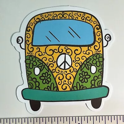 Volkswagen Green & Yellow VW Bus Vinyl Sticker Decal Hippie Peace Love Wander • $4.99