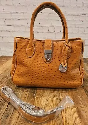 Vintage Dooney & And Bourke Tan Ostrich Leather Purse Handbag Rare VGUC W STRAP! • $125